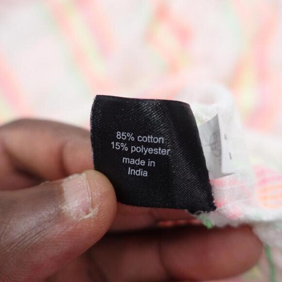 Lane Bryant Peasant Blouse Women's 26/28 Neon Stripes Keyhole Neck Raglan Sleeve - Picture 6 of 7